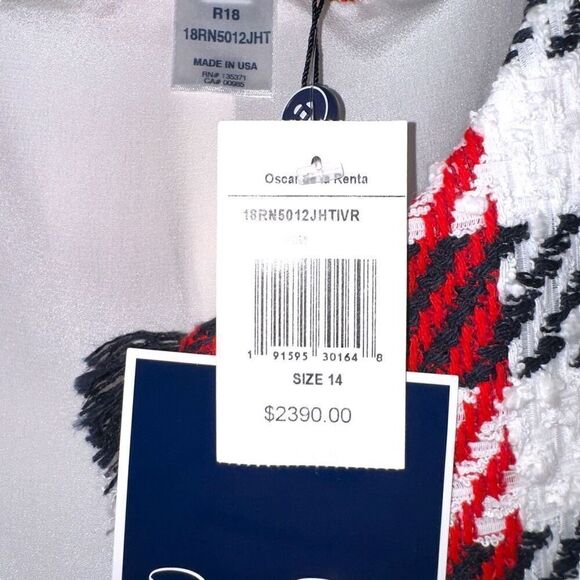 NWT Oscar De La Renta Bicolor Houndstooth Tweed Jacket Sz 14 - Picture 3 of 10